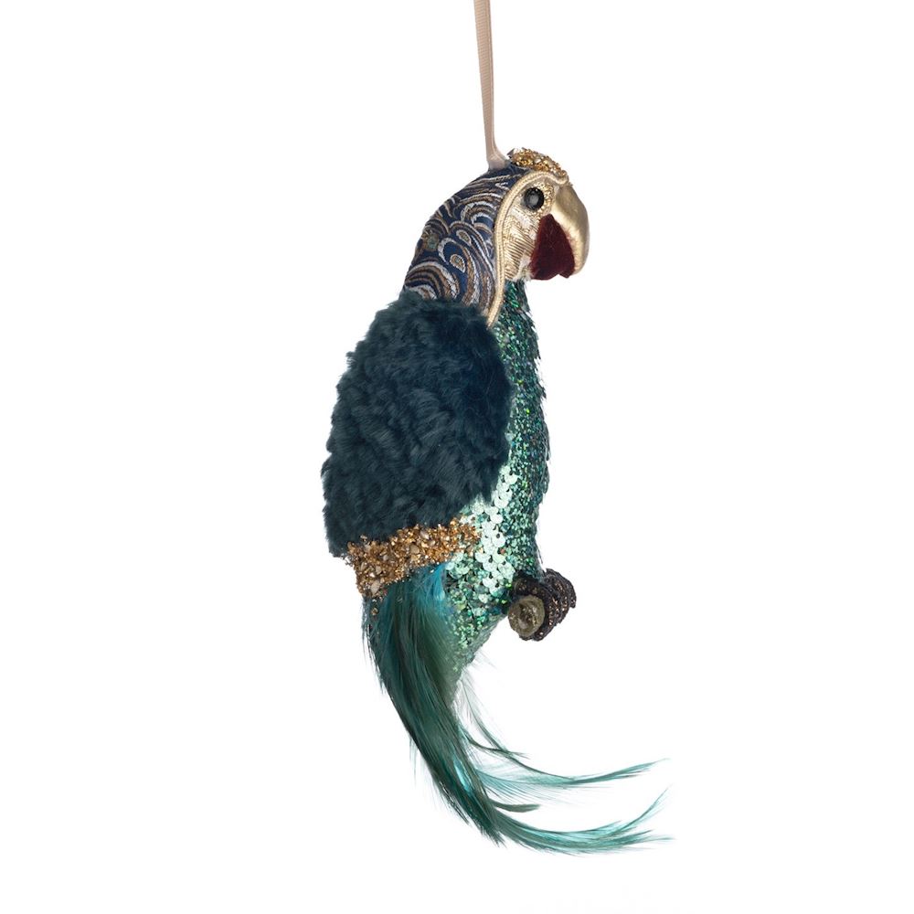 Furry Sequin Parrot Ornament - Country of Origin : Belgium