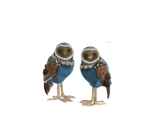 Brocade Plume Owl Figurines 16cm - Country of Origin : Belgium