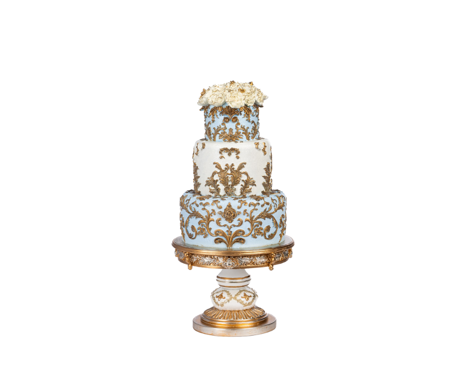 Delft Elegant Floral Cake on Stand Tabletop - Country of Origin : Belgium