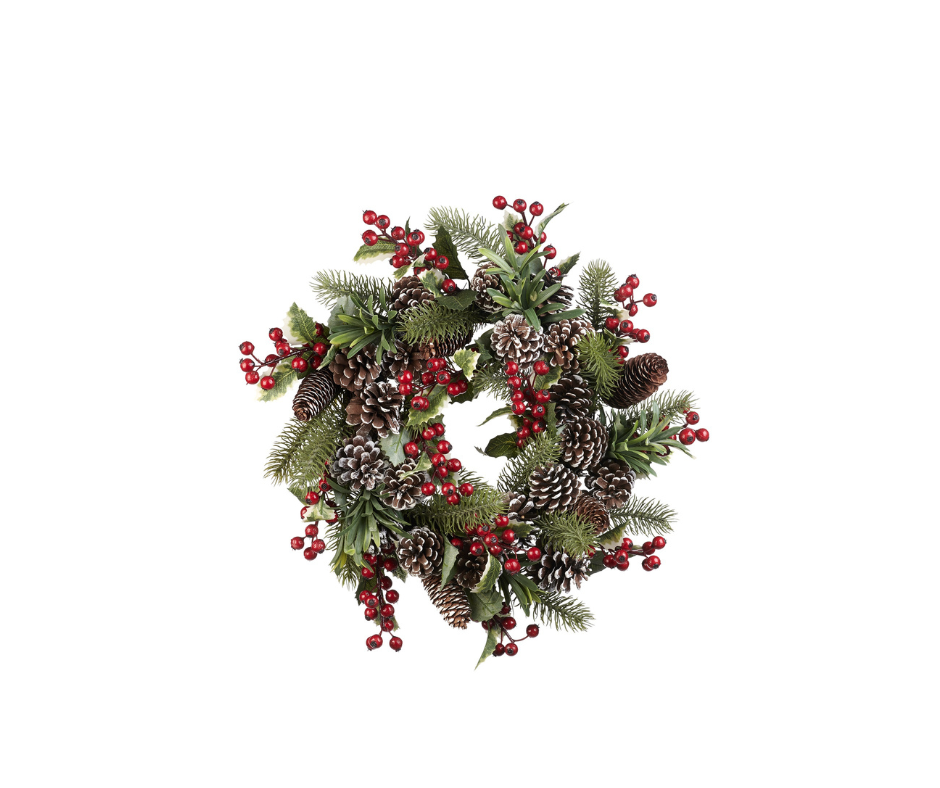 Pine & Berry Pinecone Wreath - Country of Origin : Belgium