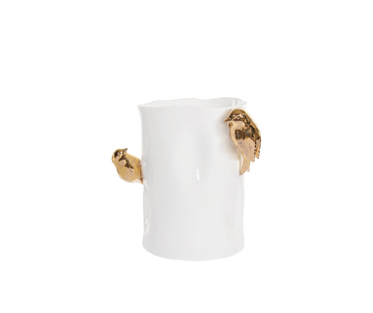 Porcelaine vase w/gold birds 21cm - Country of Origin: Estonia